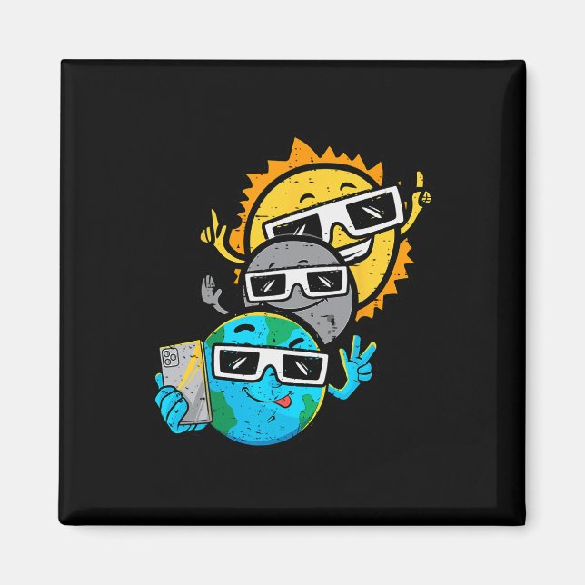 Selfie Earth Måne Sol Chaser Total Solar Eclipse 2 Magnet (Framsidan)