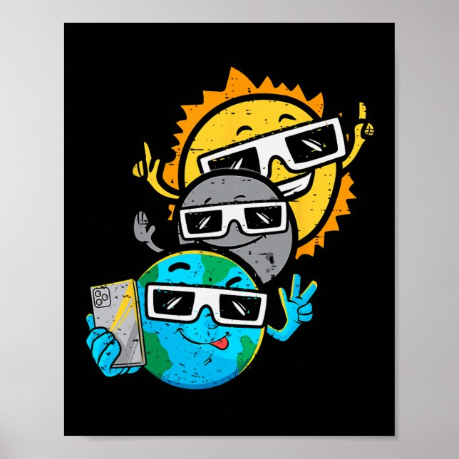 Selfie Earth Måne Sol Chaser Total Solar Eclipse 2 Poster (Framsidan)