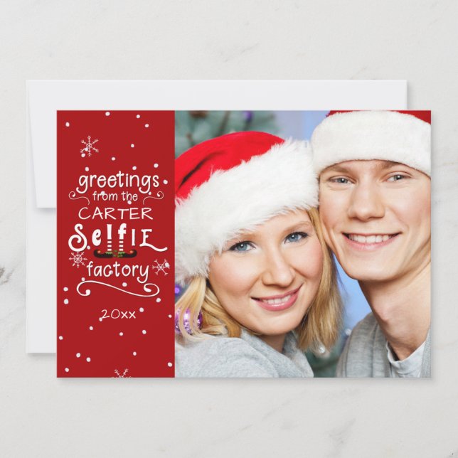 sELFie Hälsningar, Föränderlig Röd, Frostad Överla Julkort (Framsida)