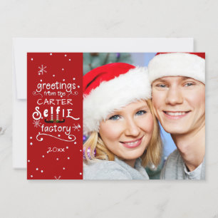 sELFie Hälsningar, Föränderlig Röd, Frostad Överla Julkort