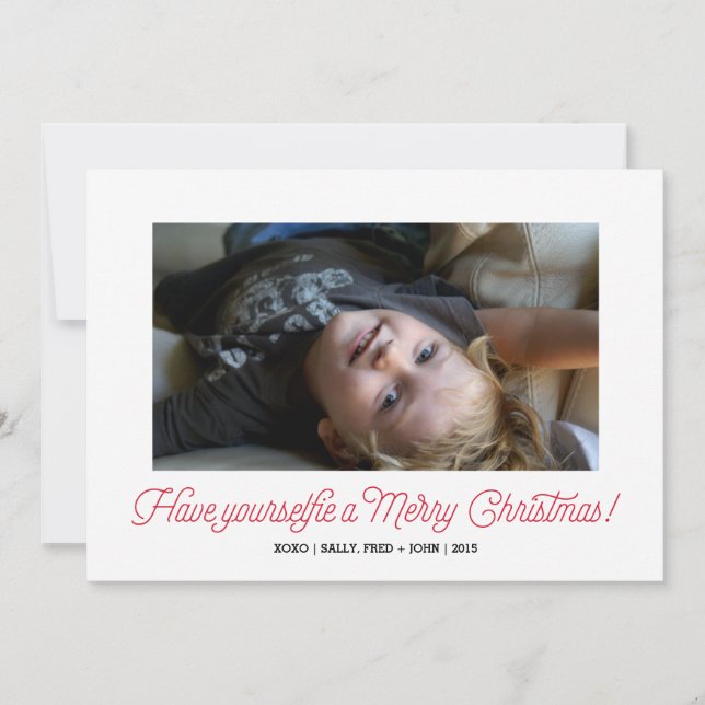 Selfie Helgdag Photo Card Julkort (Framsida)