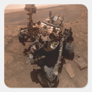 Selfie Mars Curiosity Red Martian Ligcape Fyrkantigt Klistermärke