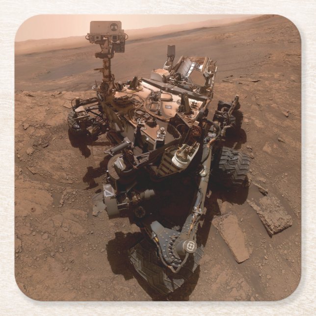 Selfie Mars Curiosity Red Martian Ligcape Underlägg Papper Kvadrat (Framsidan)