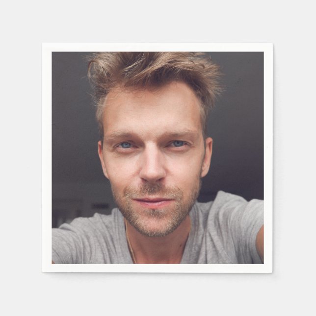 Selfie Photo Upload | Din Ansikte Roligt Party Nap Pappersservett (Framsidan)