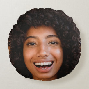 Selfie Photo Upload   Din Ansikte Roligt Party Rund Kudde