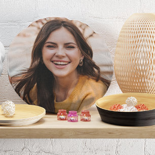 Selfie Photo Your Ansikte Upload Roligt Party Rund Kudde