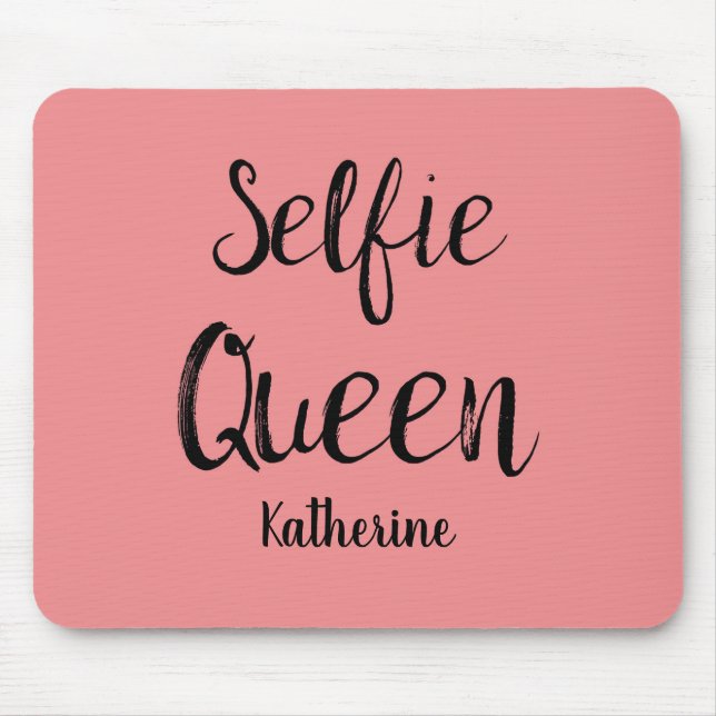Selfie Queen Namn Personlig Coral Orange Musmatta (Framsidan)