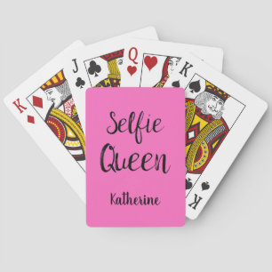 Selfie Queen Namn Personlig Fuchsia Shock rosa Casinokort