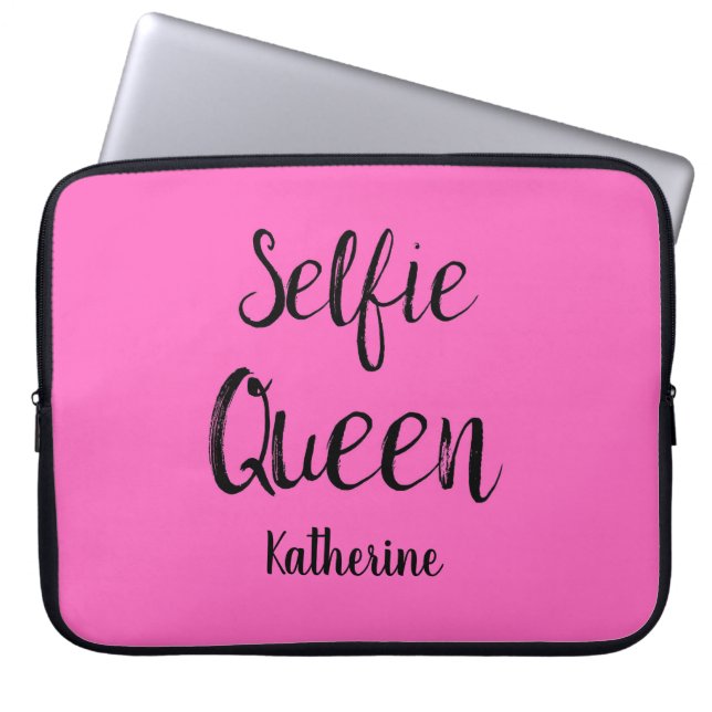 Selfie Queen Namn Personlig Fuchsia Shock rosa Laptop Fodral (Framsidan)