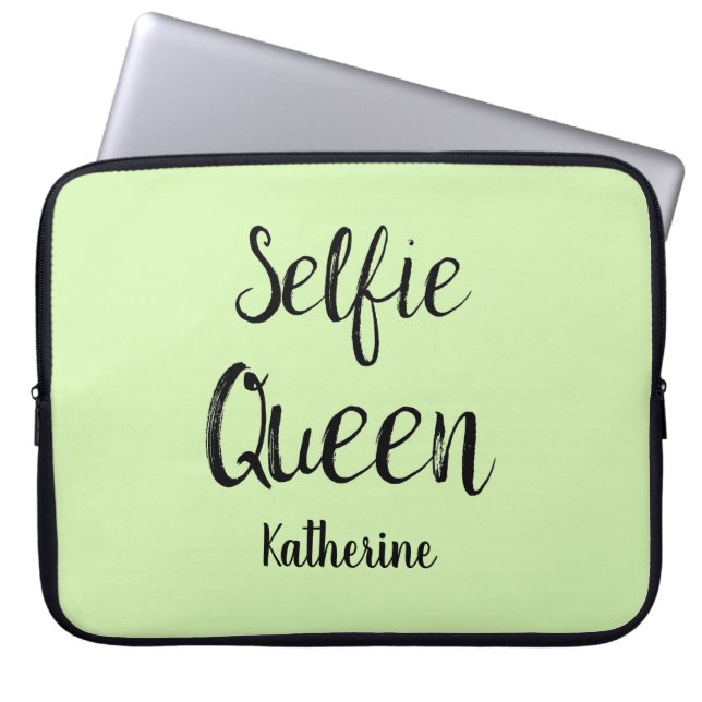 Selfie Queen Namn Personlig Lime Green Laptop Fodral (Framsidan)