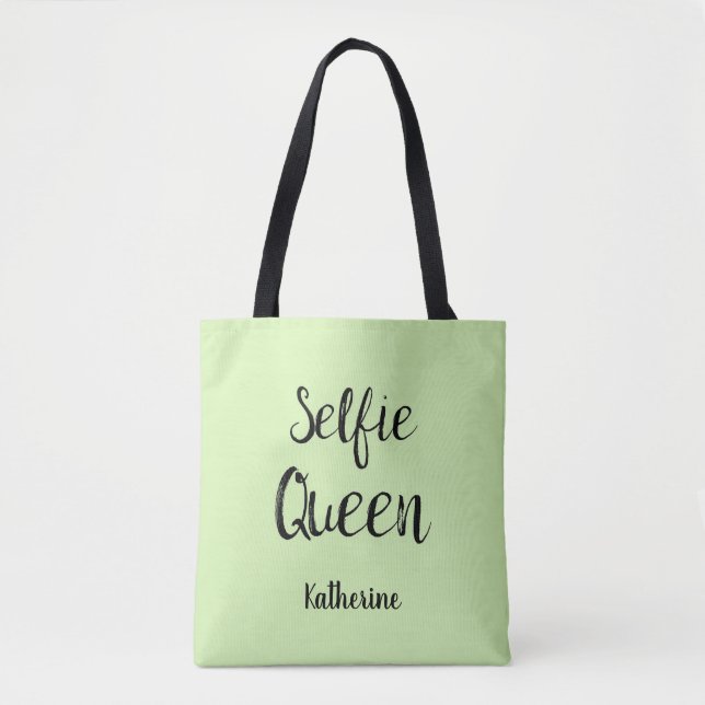 Selfie Queen Namn Personlig Lime Green Tygkasse (Framsida)