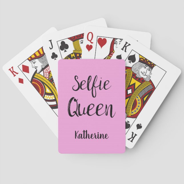 Selfie Queen Namn Personlig Rosa Casinokort (Baksidan)