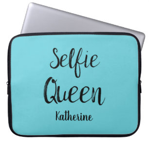 Selfie Queen Namn Personlig Turquise Blue Laptop Fodral