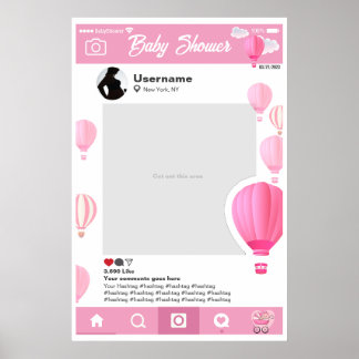 Selfie Ram Globos Aeroestatic Baby Shower Anpassni Poster
