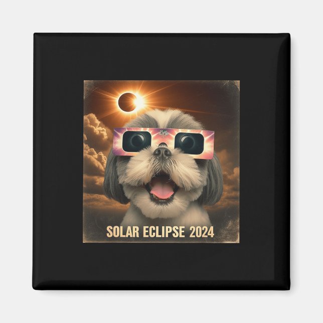 Selfie Shih Tzu Kids Manar Solar Eclipse Magnet (Framsidan)