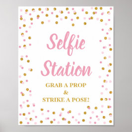 Selfie Station Grab a Prop Strejka a Pose Sign Ros Poster