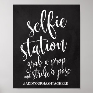 Selfie Station Kritskriftsbräda 8x10 Bröllopsskylt Poster