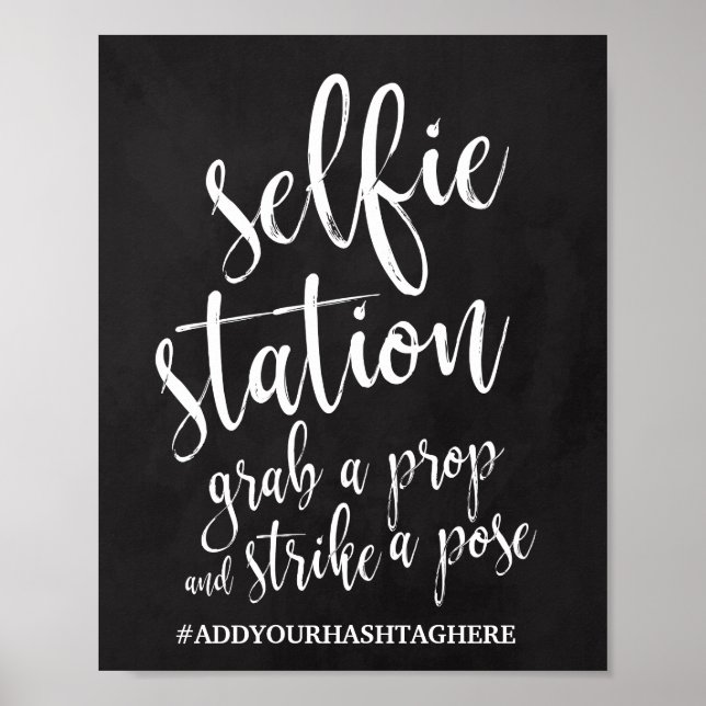Selfie Station Kritskriftsbräda 8x10 Bröllopsskylt Poster (Framsidan)