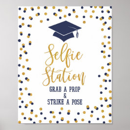 Selfie Station Navy Studentfest Sign Poster