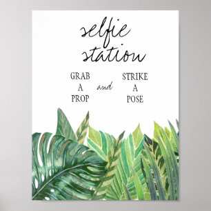 Selfie Station Sign - Greenery Bröllop Poster