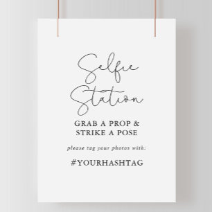 Selfie Station Simple Elegant Calligraphy Sign Poster