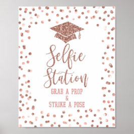 Selfie Station Studentfest Sign Ro Guld Poster