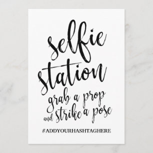 Selfie Station Svart och Vitt Prisvärt Tecken Inbjudningar
