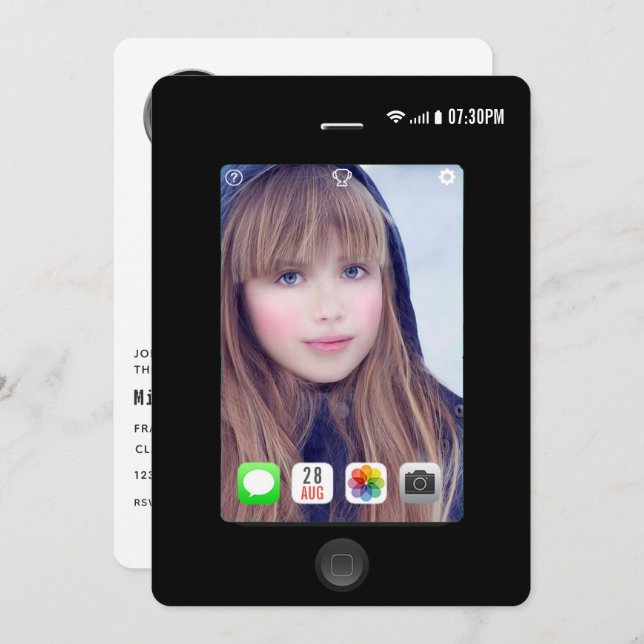 Selfie Studentfest Photo Inbjudningar (Fram/baksida)