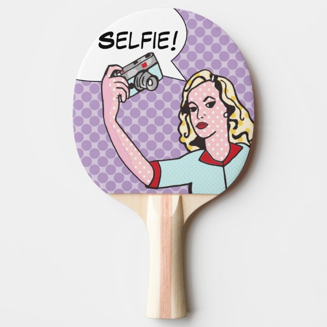 Selfie Tecknad Bok Ping Pong Paddle Pingisracket (Framsidan)