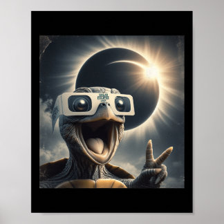 Selfie Turtle Kids Manar Solar Eclipse Poster