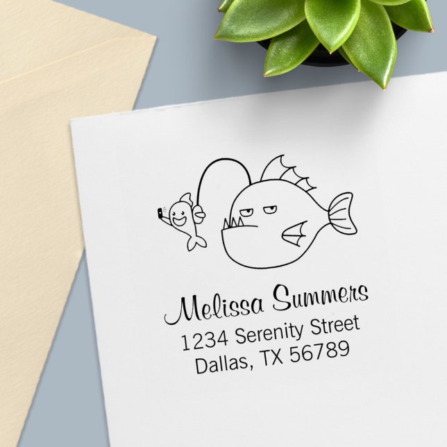 Selfie with Anglerfish Adress Självfärgande Stämpel (Skapare uppladdad)