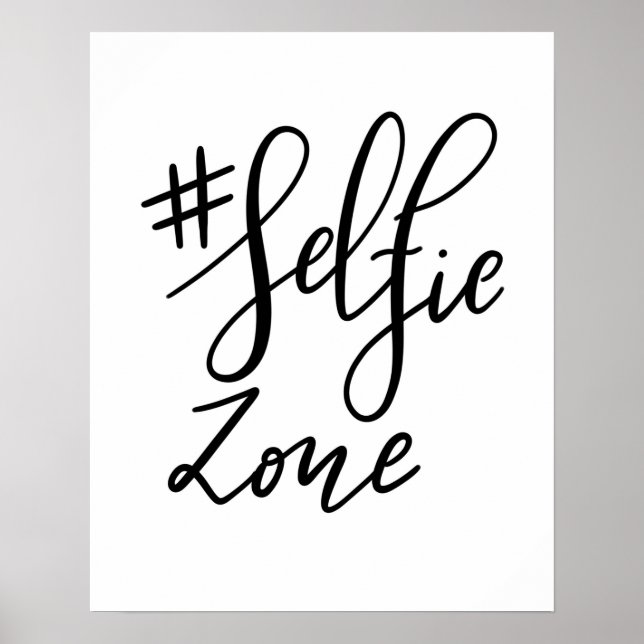Selfie Zon handskriven skrift Modern Bröllop-tecke Poster (Framsidan)