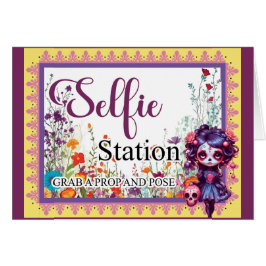 Selfiekort för Cute Gothic Garden Sugar Skull OBS Kort