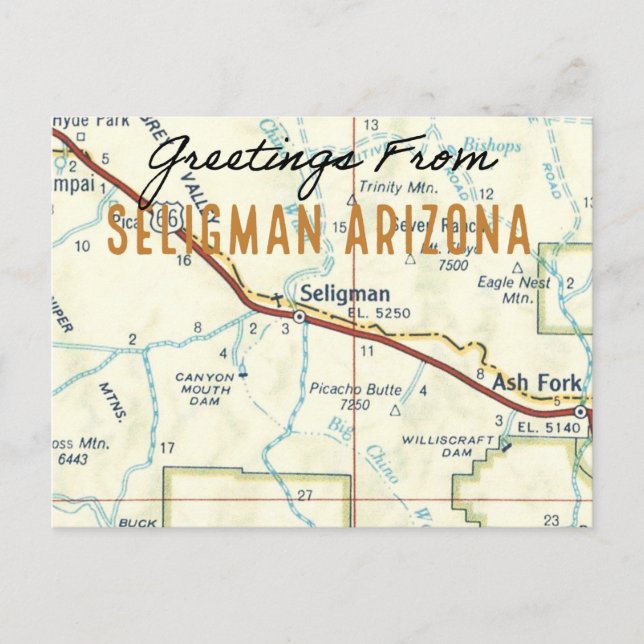 Seligman Arizona Route 66 Vykort (Framsida)