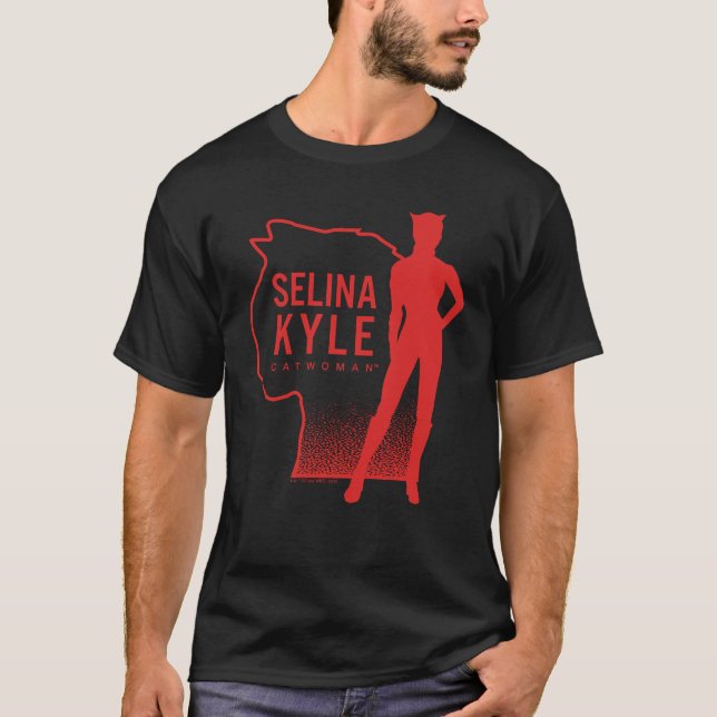 Selina Kyle Catwomen Outline Logotyp T Shirt (Framsida)