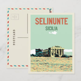 Selinunte, greek ruins illustration Siciliens Ital Vykort