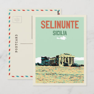 Selinunte, greek ruins illustration Siciliens Ital Vykort