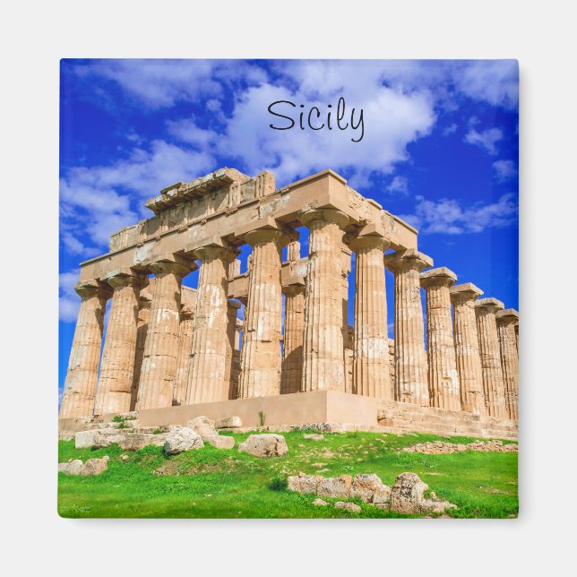 Selinunte temple på Sicilien Magnet (Framsidan)