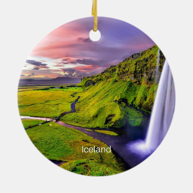 Seljalandfoss, Island Julgransprydnad Keramik (Baksidan)