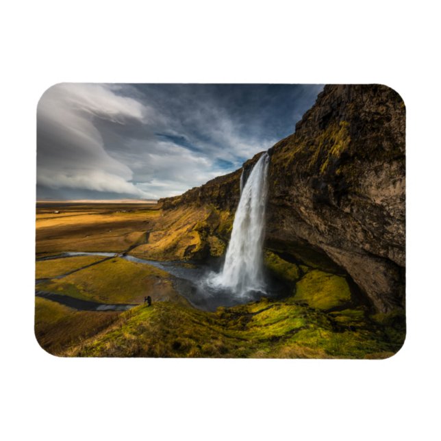 Seljalandsfoss vackra landskapsvy magnet (Horisontell)