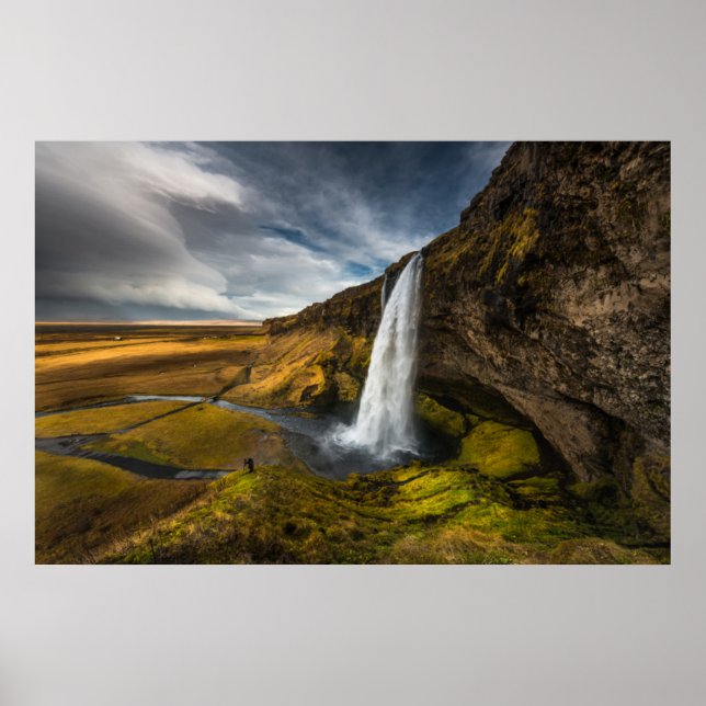 Seljalandsfoss vackra landskapsvy poster (Framsidan)