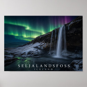 Seljalandsfoss vattenfall Island A4 Poster