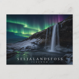 Seljalandsfoss vattenfall Island Norrsken Vykort