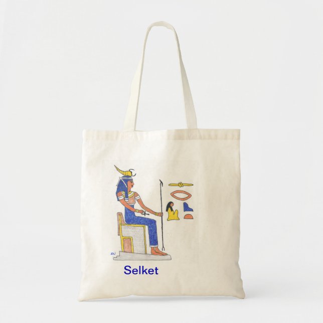 Selket/Serqet hänger lös den egyptiska Tygkasse (Framsidan)