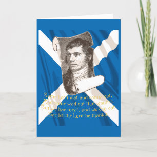 Selkirk Grace Burns nattoffert och saltire Helgkort