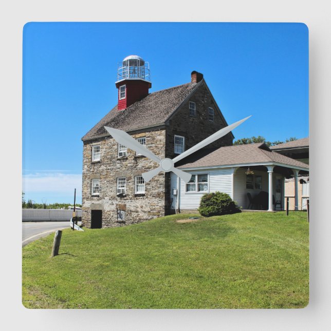 Selkirk Lighthouse, New York Wall Clock Fyrkantig Klocka (Framsida)