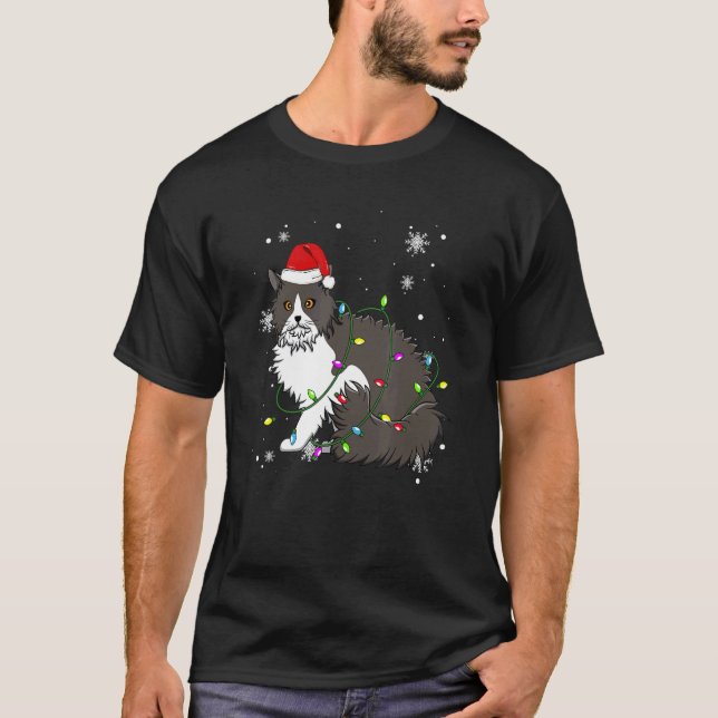 Selkirk Rex Cat jul Ljus julklapp San T Shirt (Framsida)