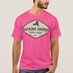 Selkirk Shores State Park New York Träd Log Textur T Shirt
