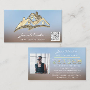 Sell House Social Media Logotyp Guld Photo QR CODE Visitkort