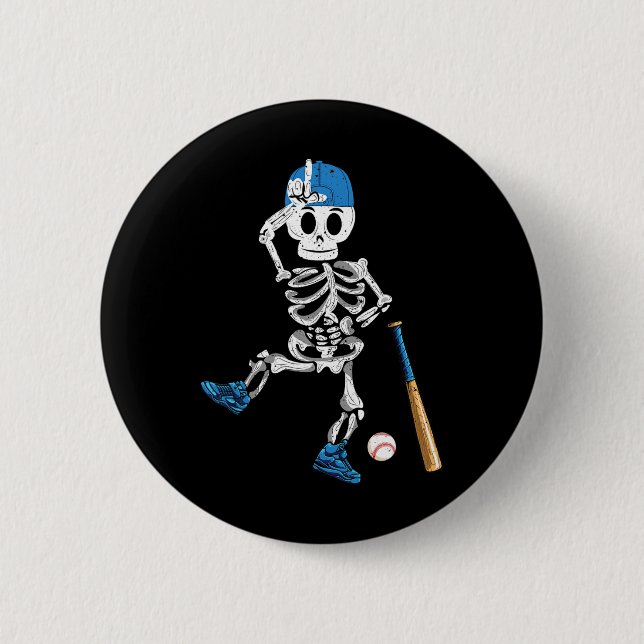Sell Skeleton Halloween Vintage Selluppspelning Knapp (Framsida)